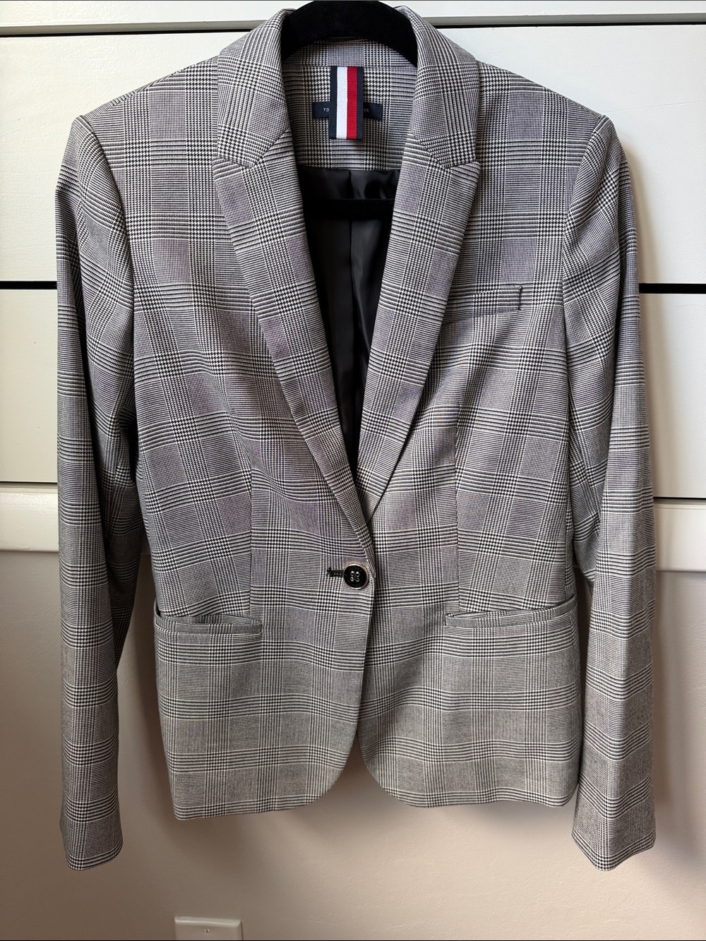 Tommy Hilfiger Gray Glen Plaid Women's Single-Button Blazer